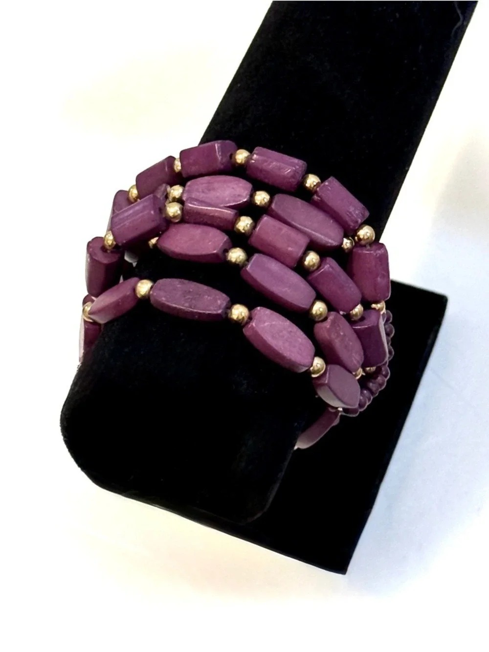 CHICO'S Plumb Purple Beaded Stretch Bracelet Set NWT